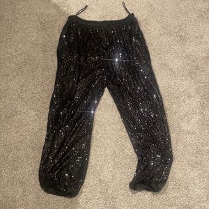 City Chic sequin black joggers